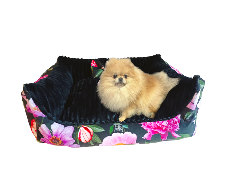 Das Pfotenparadies - Luxus Hundebett | Strapazierfähiger Velours mit Glanz