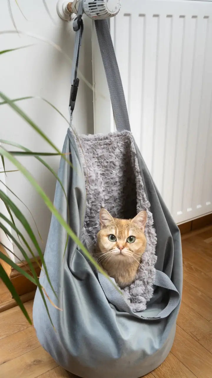 Der Kängurubeutel - Tragetasche für Katzen | Handgefertigte Premium-Velours
